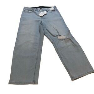 Calvin Klein Jeans High Rise‎ Straight Light Wash Distressed Womens Size 16W